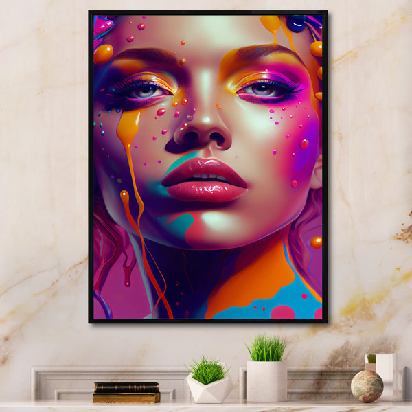 DesignArt Liquid Ink Sensual Woman Portrait I Graphic Art on Canvas